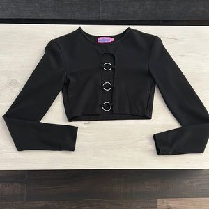 Long Sleeve Plunging O-Ring Crop Top